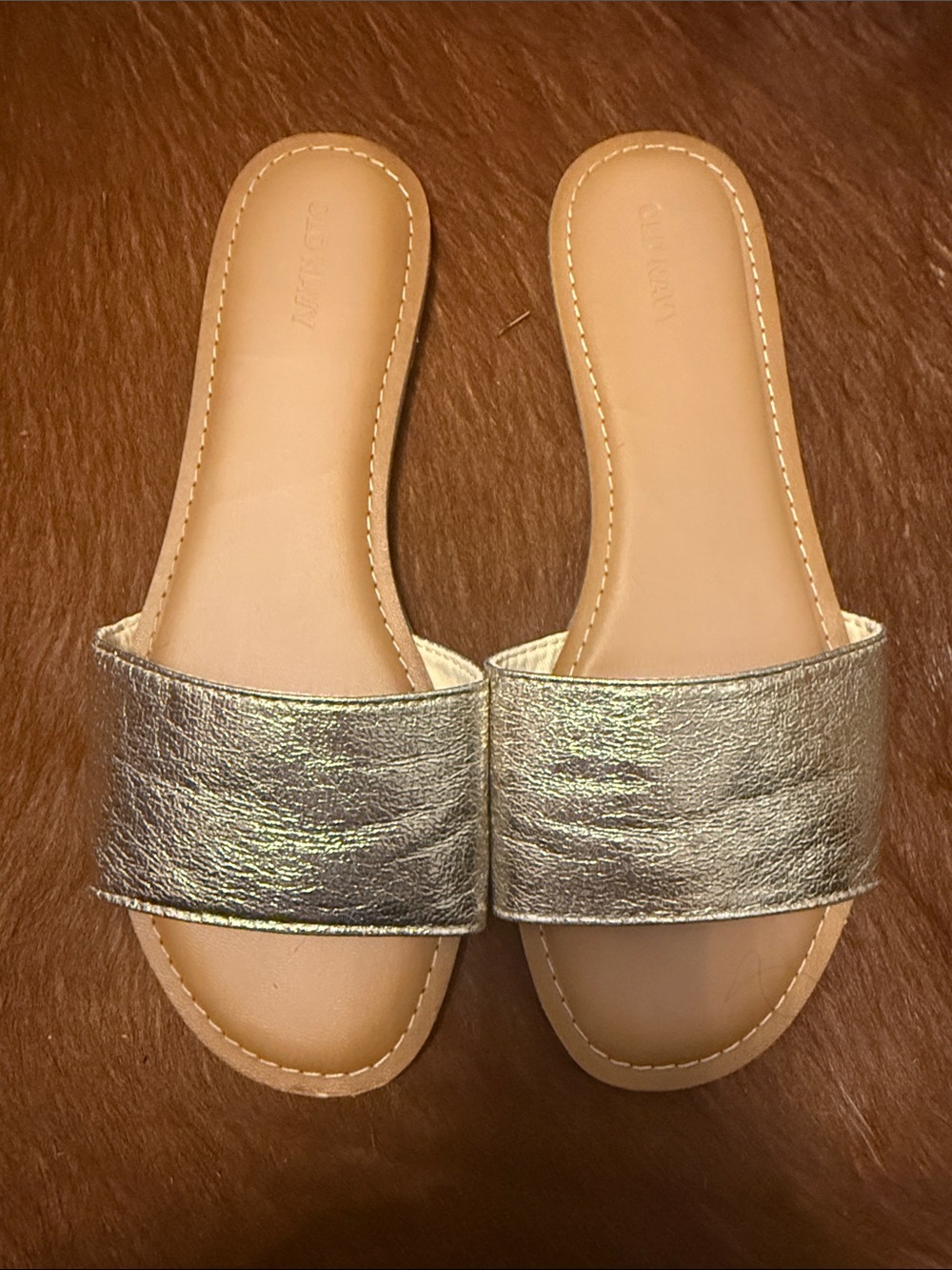 Oldnavy Metallic Slide Sandals - gold Wide Strap